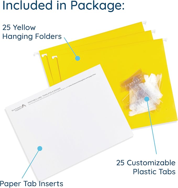 Hanging File Folders, Letter Size, Reinforced, 25 Pack | 25 Reinforced Hanging - Image 2
