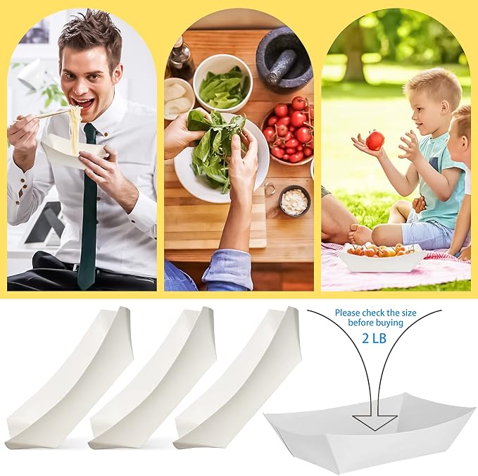 100 Pack 2lb Kraft Paper Food Trays, Waterproof Heavy-Duty Paper Food Boats - Image 7