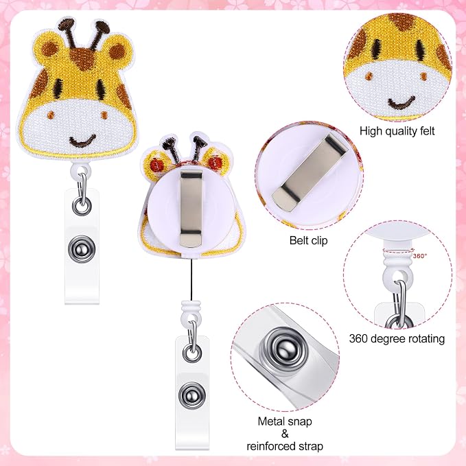Zonon 8 Pcs Nurse Badge Reels Pediatric Badge Reels Cute Felt Retractable Funny - Image 3