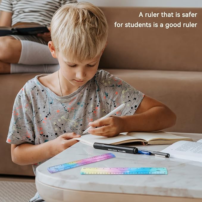 Grevosea 2-Piece Flexible Ruler, 30cm/12inch Plastic Straight Edge Ruler - Image 5