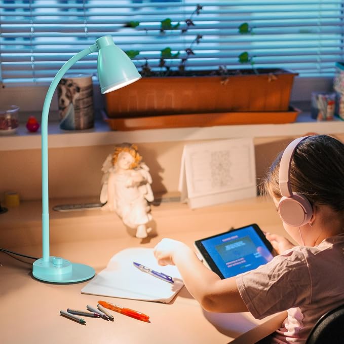 BOHON LED Desk Lamp with USB Charging Port, 3 Color Modes Dimmable, Teal | - Image 8