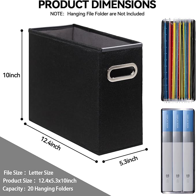 4 Pack Letter Size File Storage Box Collapsible, Fabric Hanging File Folders - Image 2