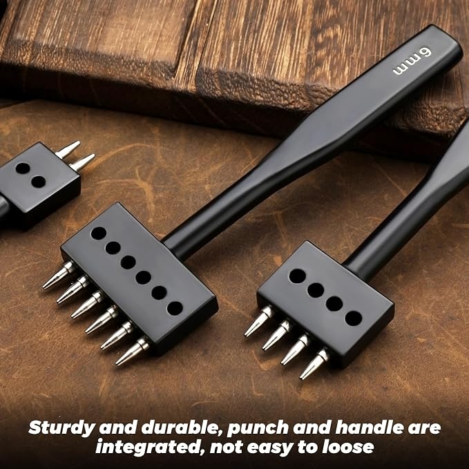 Leather Hole Punch, Prong Punch Tool 6mm 2/4/6 Lacing Stitching Punch, Round - Image 5