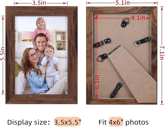 Giftgarden 4x6 Picture Frame Brown Set of 12 - Image 3