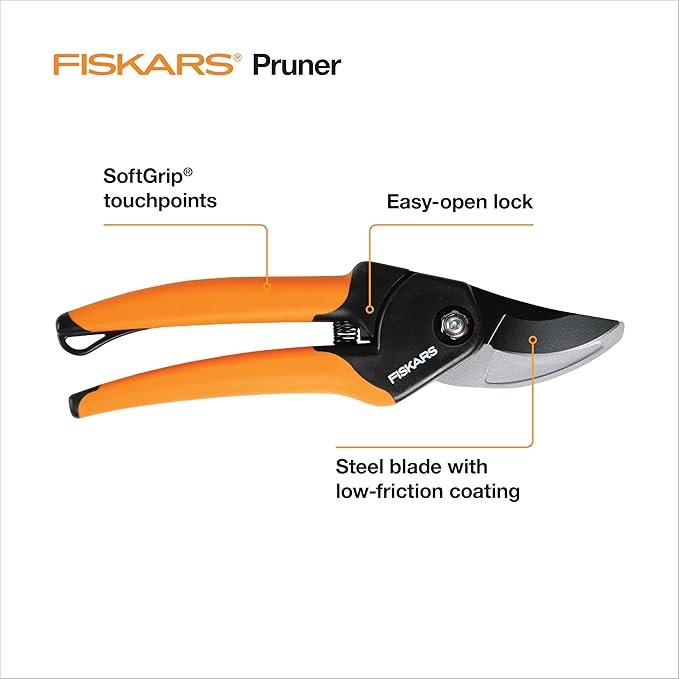 Fiskars SoftGrip Bypass Pruning Shears, 5/8” Cut Capacity Gardening Scissors - Image 2
