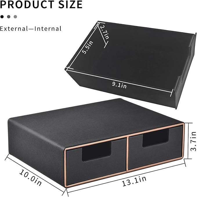 Linen Leather Desk Organizer and monitor stand - Image 3