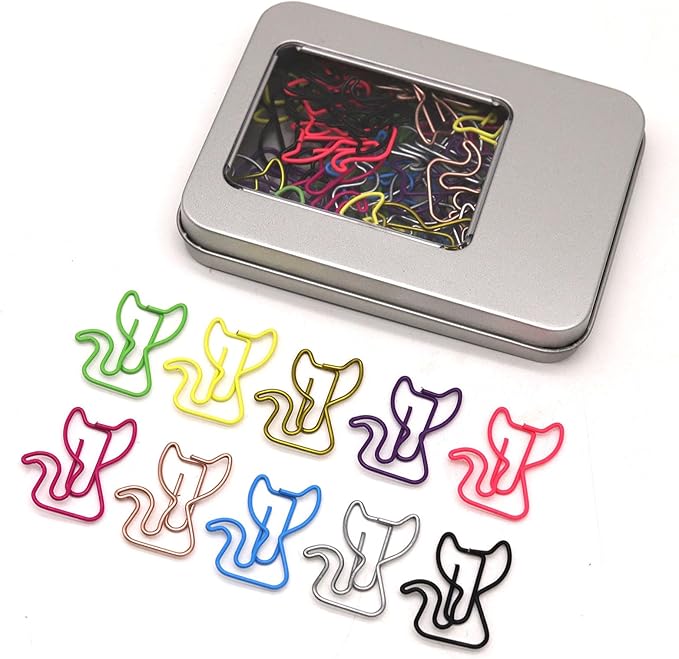60 Pcs Cat Paper Clips Mixed Color, Cat School Supplies Stationary, Cat Themed by NELJIBEHU