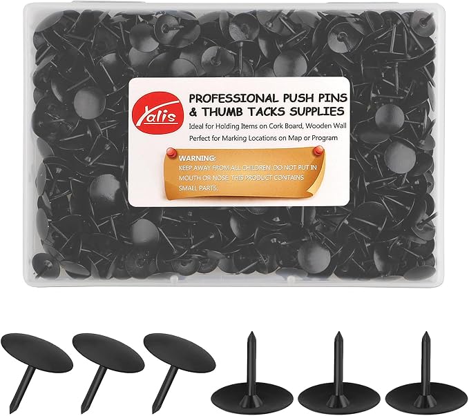 Thumb Tacks 500-count, 3/8-inch Steel Roundness Push Pins Office Tacks by Yalis