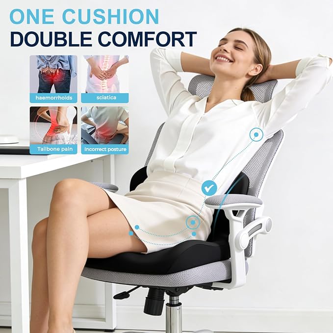 Seat Cushion for Office Chair and Car, L-Shaped Ergonomic Car Seat Cushions - Image 3