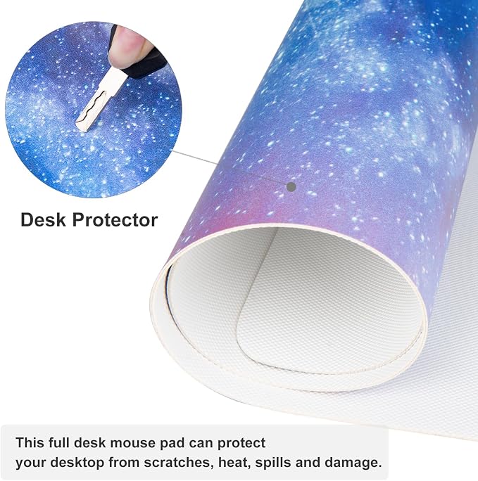 QIYI Large Desk Pad, Milky Way Mouse Pad Desktop Decor, Waterproof PU Leather - Image 3