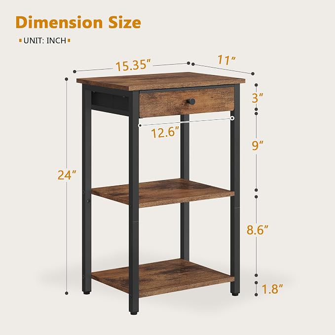 Gewudraw Printer Stand with Storage Drawer, 3-Tier Under Desk Printer Table - Image 2