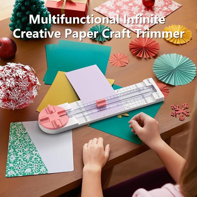 Ecraft Pink Paper Cutter 4-in-1 Paper Trimmer Multi-Function Scrapbooking Tool - Image 2