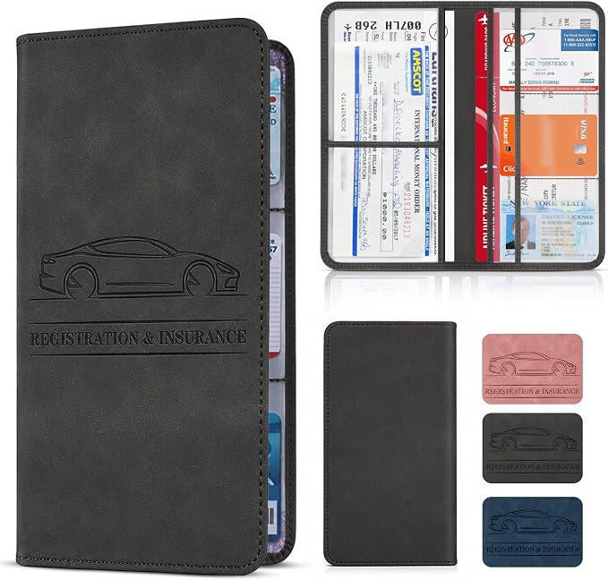 Car Registration and Insurance Card Holder, Magnetic Closure Leather Vehicle by Unknown