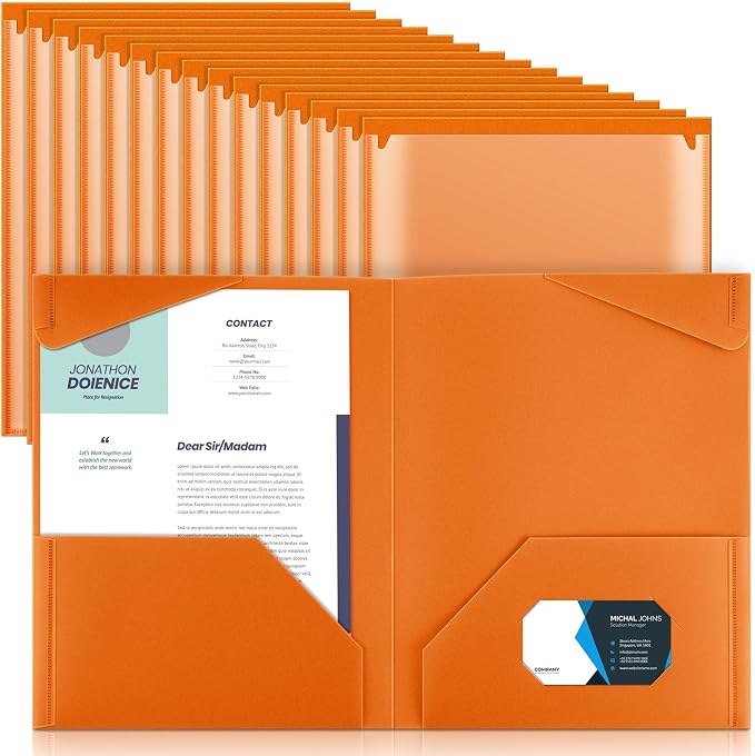 Henoyso 36 Pack Orange Plastic Folders by Henoyso