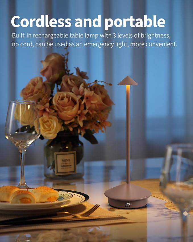Modern Cordless Table Lamp Set of 2, Portable LED Desk Lamps, 5000mAh - Image 2