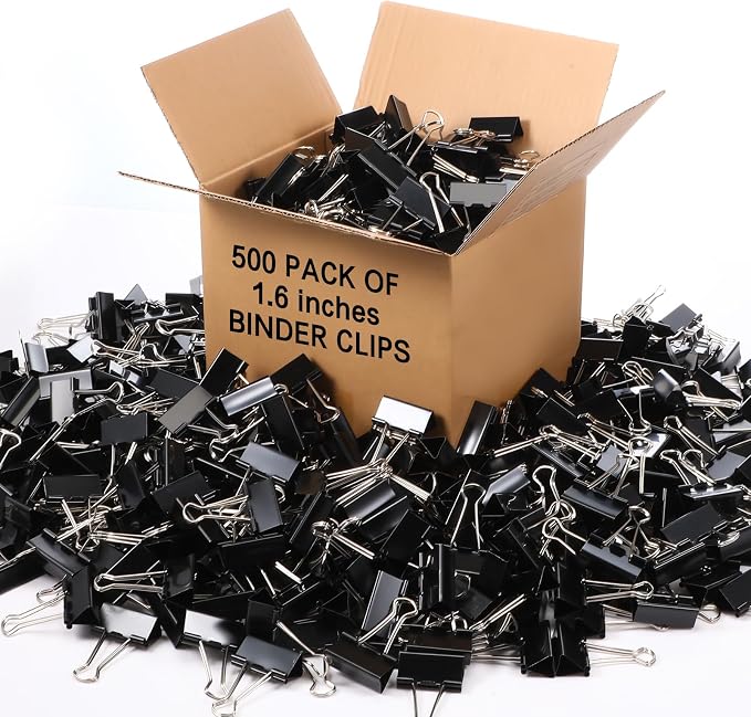 Jetec 500 Pieces Binder Clips 1.6 Inch Medium Paper Clamps Metal Paper Clips - Image 2