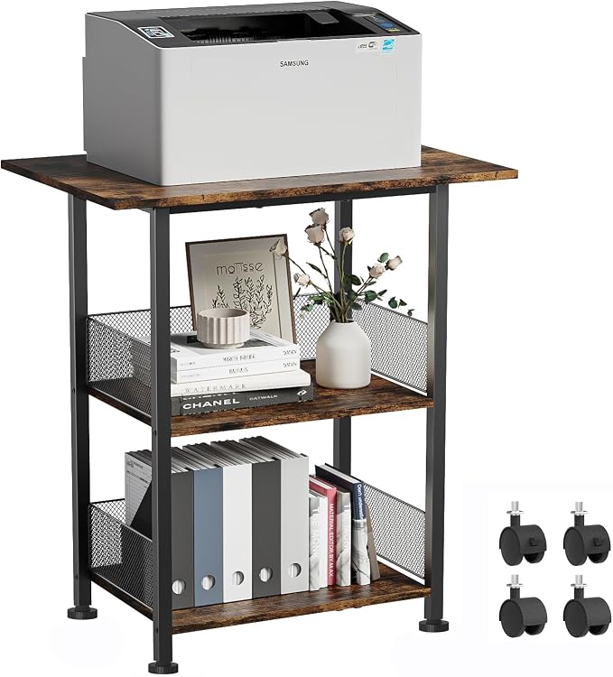 BOHDK Printer Stand, 3-Tier Industrial Large Printer Table by BOHDK