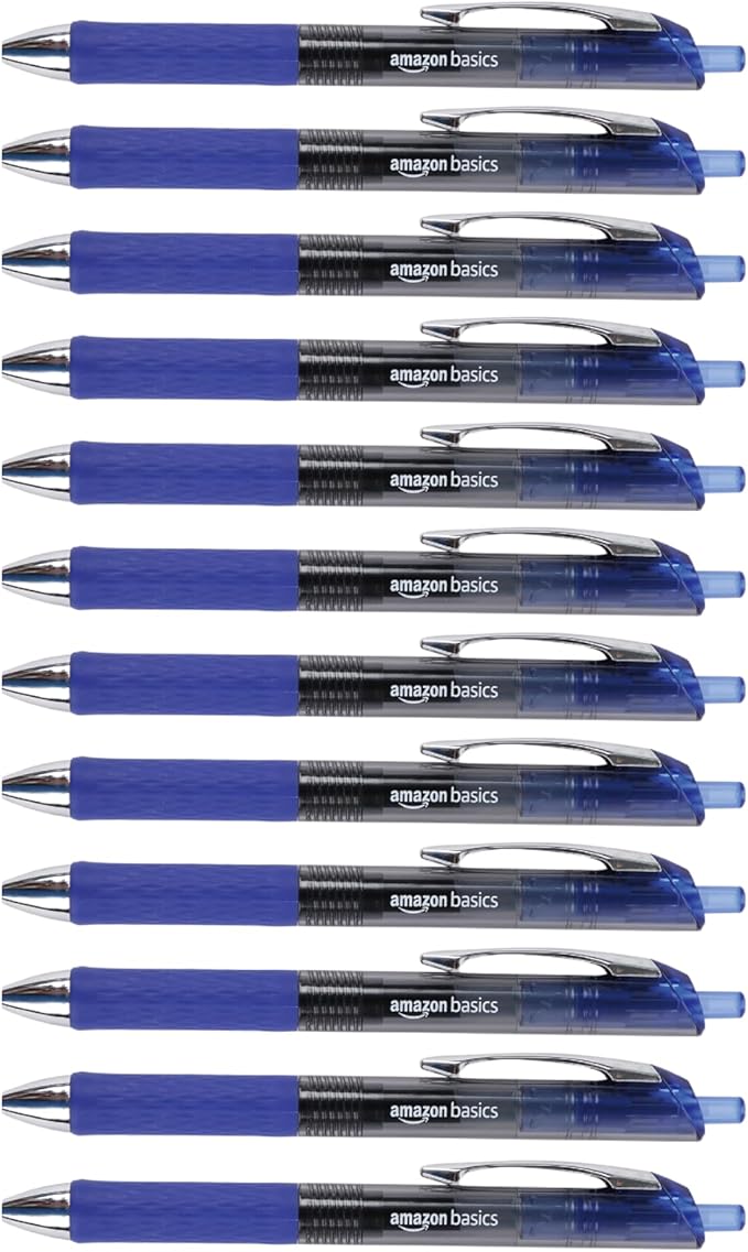 Amazon Basics Retractable Gel Pens, Fine Point 0.7mm, Smooth Writing, No-Smear by AmazonBasics