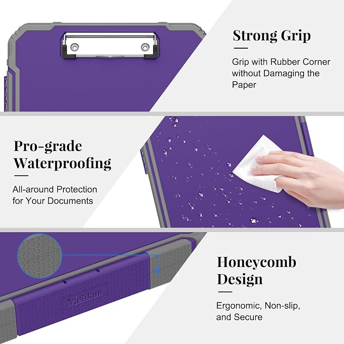 Meiikun Clipboard with Storage, Rugged Shockproof Protective, Internal Pen - Image 6
