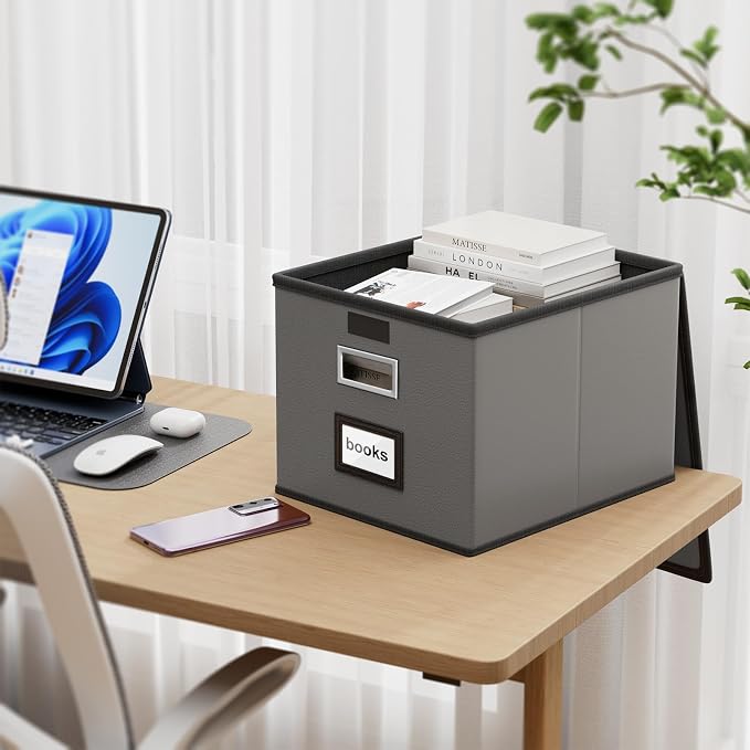 Portable Leather File Organizer Boxes - Image 2