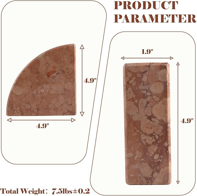 Karibiber Marble Bookend for Shelves, Non-Skid Bookends for Heavy Books - Image 6