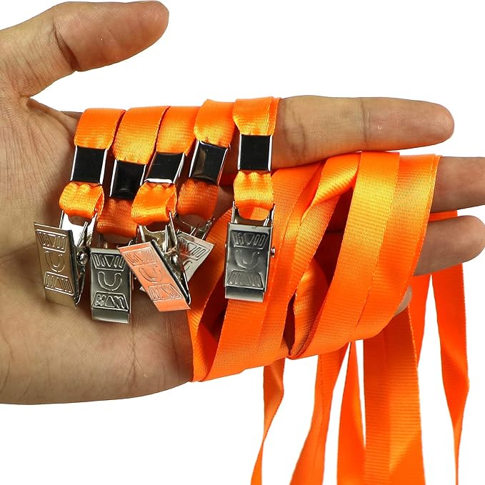 Ollain Lanyards for Id Badges Nylon Neck Flat Cruise Lanyard Bulldog Clips - Image 5