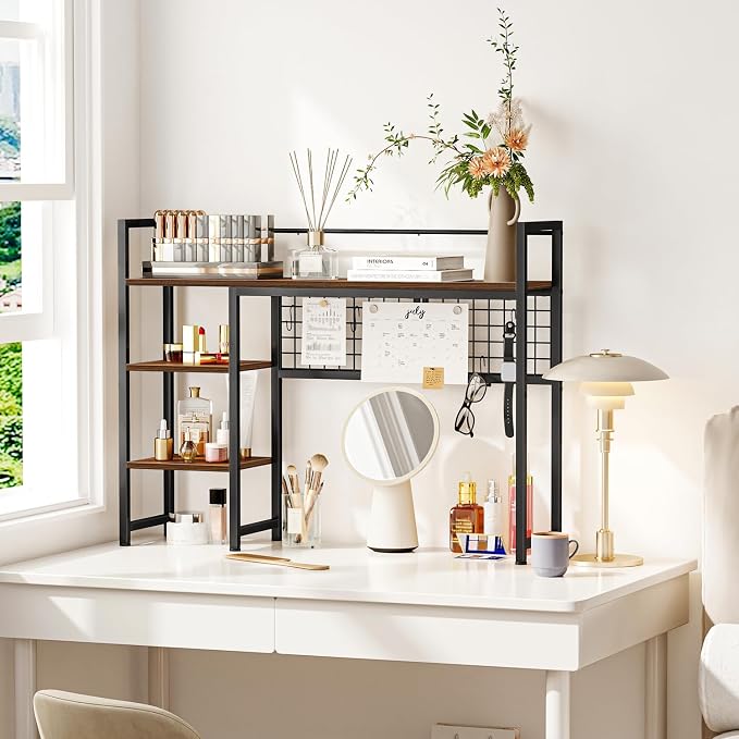 Snughome Desk Shelf, 38.6" Desktop Organizer Shelf, Desk Hutch - Image 5