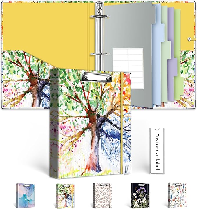 Mini 3 Ring Binder 1 Inch for 5.5"x8.5" Paper, Small Three Ring Binders by BVSSX
