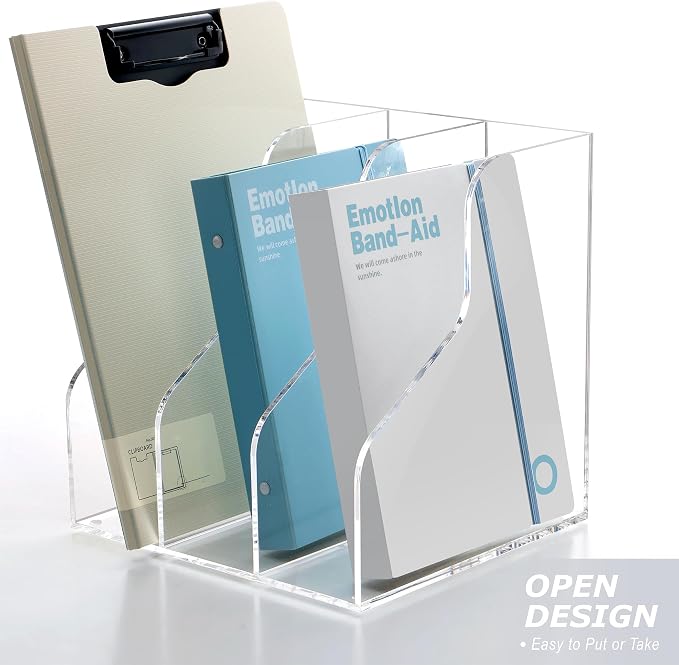 SANRUI 3 Slots Acrylic Magazine Holder, Desktop File Sorter Organizer Rack - Image 6
