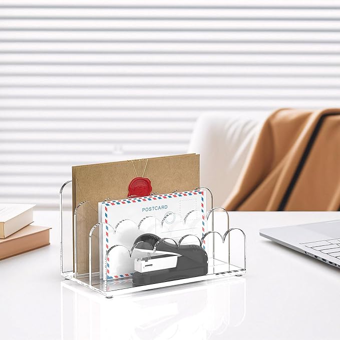 YAGELI 2 Pack 3-Slot Acrylic Mail Organizer - Image 6