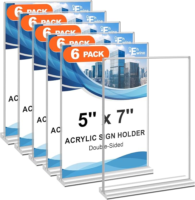 EHWINE 6 Pack Acrylic Sign Holders by EHWINE