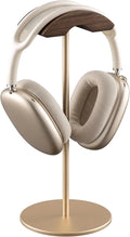 Headphone Stand, Walnut Wood & Aluminum Headset Stand, Nature Walnut Gaming by QinCoon