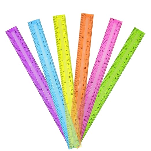DAGONGREN 30 Pack Clear Plastic Rulers 12 Inch, Transparent Assorted Color by DAGONGREN