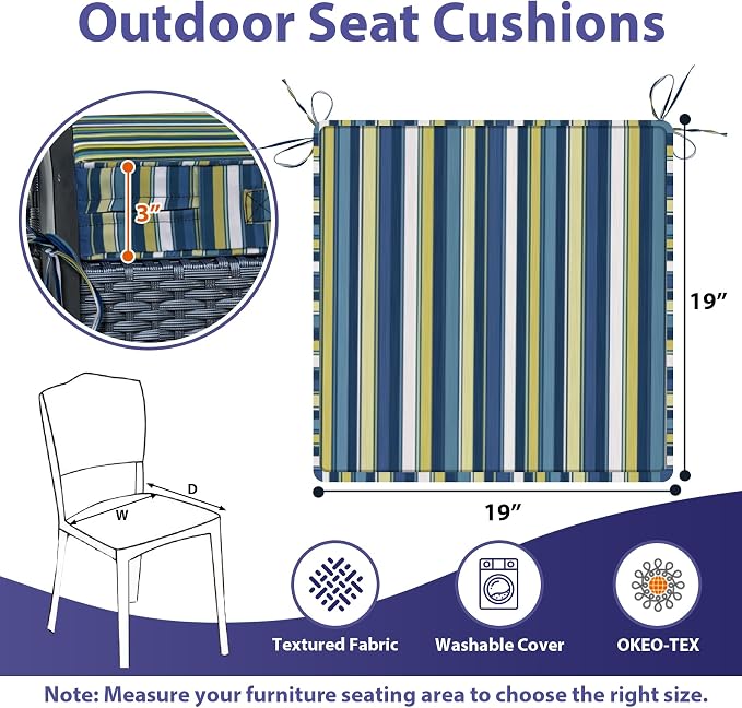 IPYNBAP Outdoor Chair Cushions Set of 4 -Waterproof Outdoor Seat Cushions - Image 6