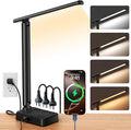 LED Desk Lamp with Power Strip, 3 AC Outlets & 4 USB Ports, Stepless Dimming & by Sompaty