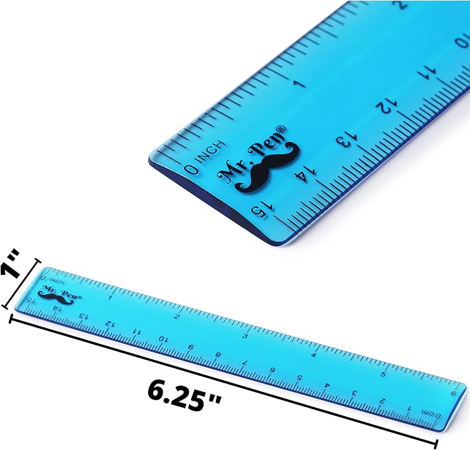 Mr. Pen- Plastic Rulers, 6 Inch, 6 Pack, Durable Small Transplant Rulers - Image 3