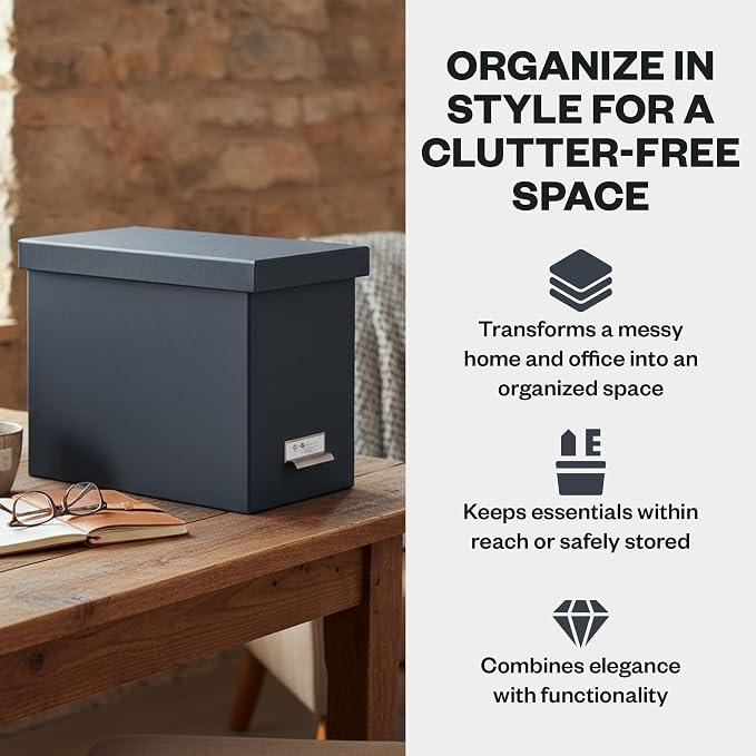 Bigso John Fiberboard Label Frame Desktop File Storage Box - Image 3