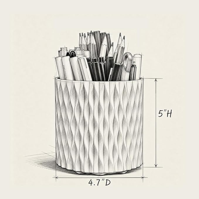 Lebenrich Rotating Pen Holder for Desk, 5 Slots Easthetic Pencil holder Desk - Image 5