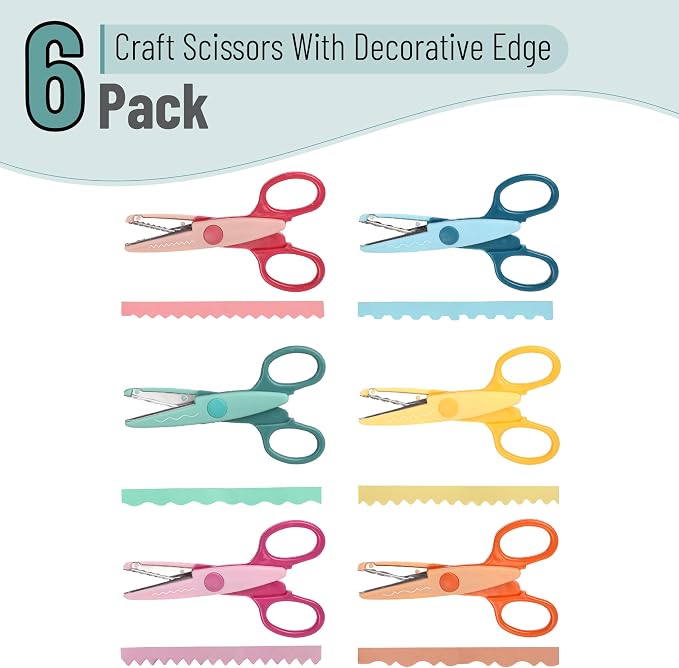 Mr. Pen- Craft Scissors Decorative Edge, 6 Pack, Sunny Meadows | Zig Zag - Image 2