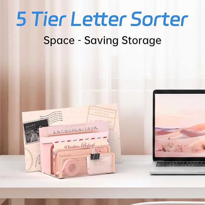 Mail Organizer Countertop with 5 Slot, Metal Mail Holder - Image 6