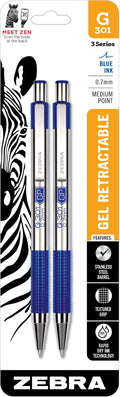 Zebra Pen G-301 Retractable Gel Pen, 0.7mm Medium Point, Stainless Steel Barrel by ZebraPen