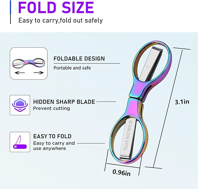 2Pcs Rainbow Folding Scissors, Portable Stainless Steel Telescopic Cutter - Image 2