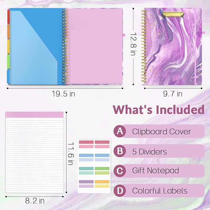 Sooez Clipboard with Storage, Foldable Spiral Clipboard Folio with Refillable - Image 2