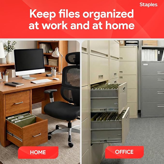 Staples Hanging File Folders, Letter Size, 1/5‑Cut Tabs, Standard Green - Image 7