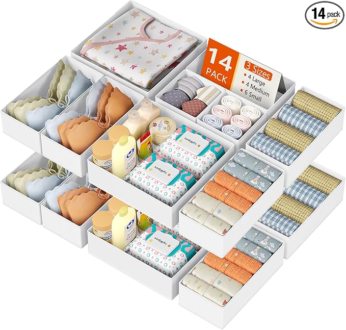 DIMJ Drawer Organizer Clothes, 14 Pack Dresser Organizer, Foldable Closet by DiMJ