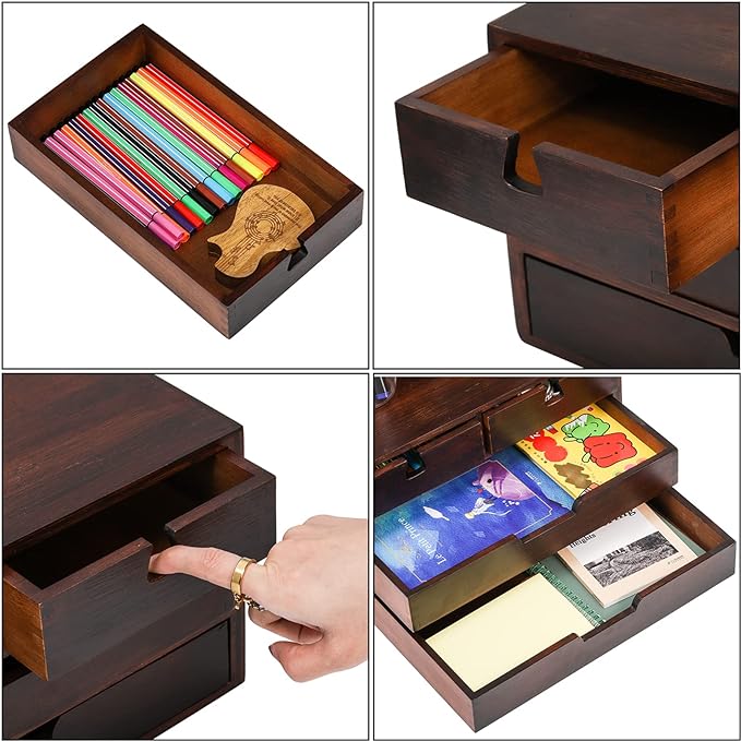 DEAYOU Bamboo Desk Organizer, 100% Natural Bamboo Desktop Drawer Organizer - Image 7