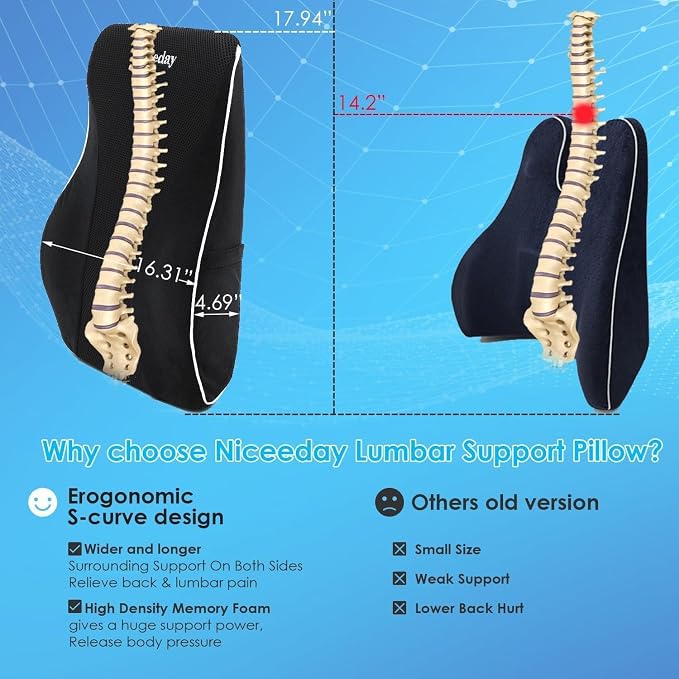 Niceeday Lumbar Support Pillow for Office Chair Car Back Support Pillow - Image 7