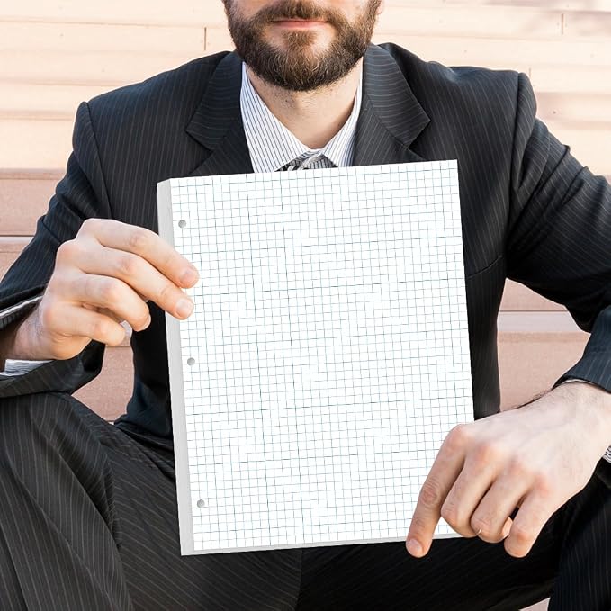 Grid Paper - 3 Hole Graph Paper, Letter Size 300 Sheets/600 Pages Loose-Leaf - Image 8