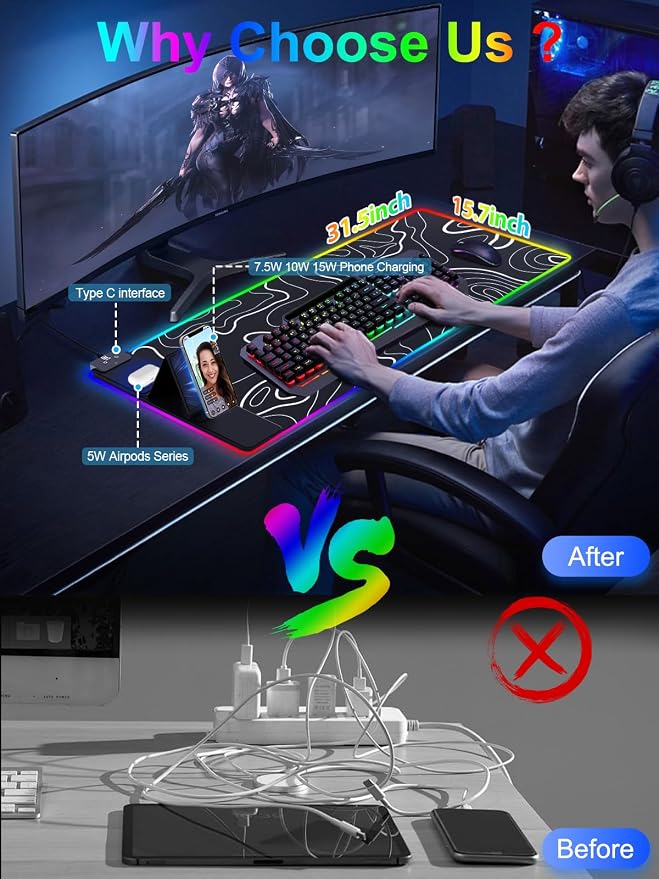 XXL Mouse Pad with Phone Holder - Image 2