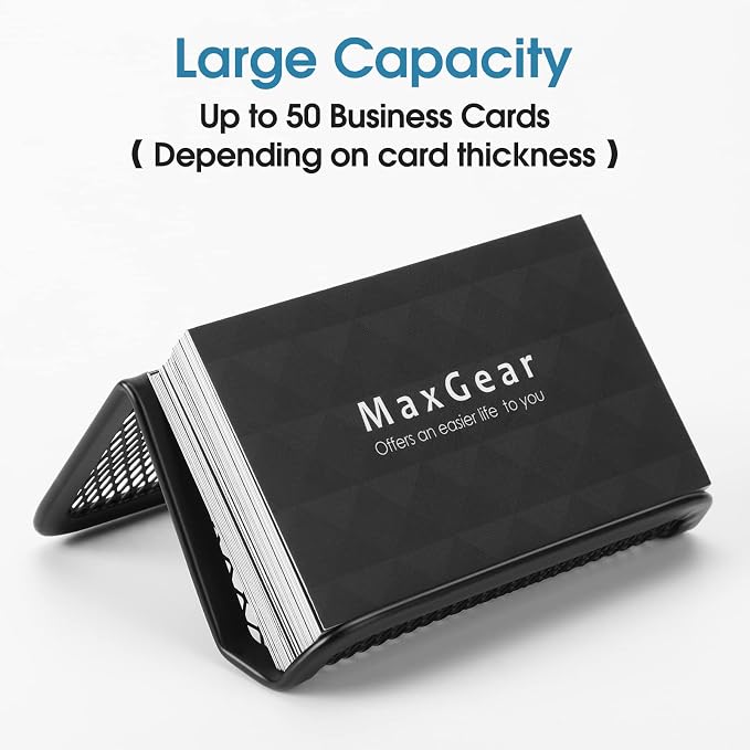 MaxGear Mesh Business Card Holder 6 Pack | Black Metal Mesh Business Card Stand - Image 4